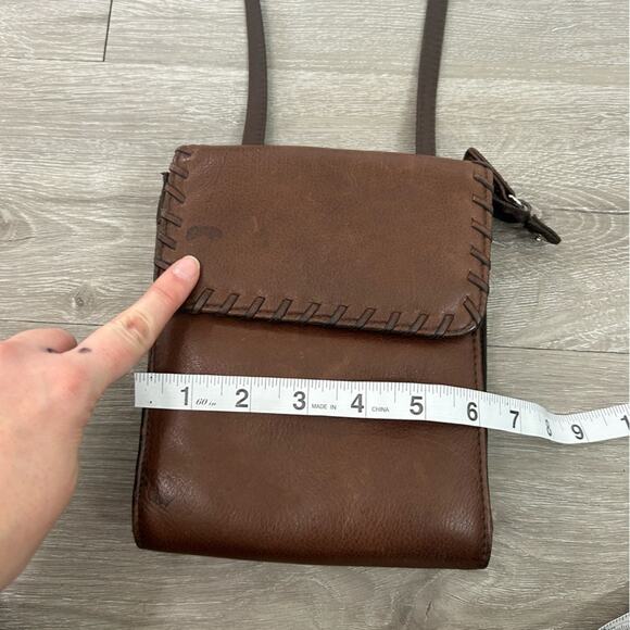 Coletta- vintage genuine leather- some staining brown crossbody- western - Picture 4 of 11
